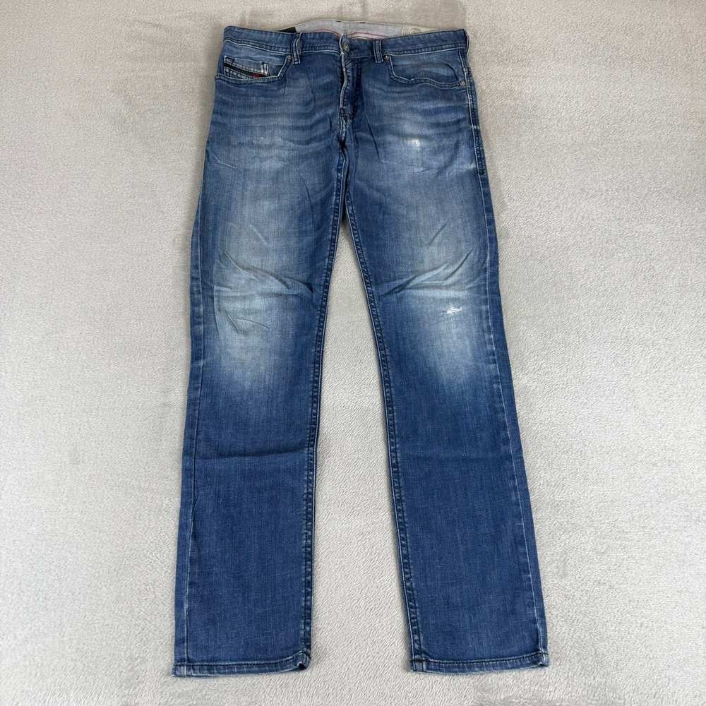 Diesel Thommer Slim Skinny Jeans Mens 32x32 Blue Denim Distressed Stretch 084MW